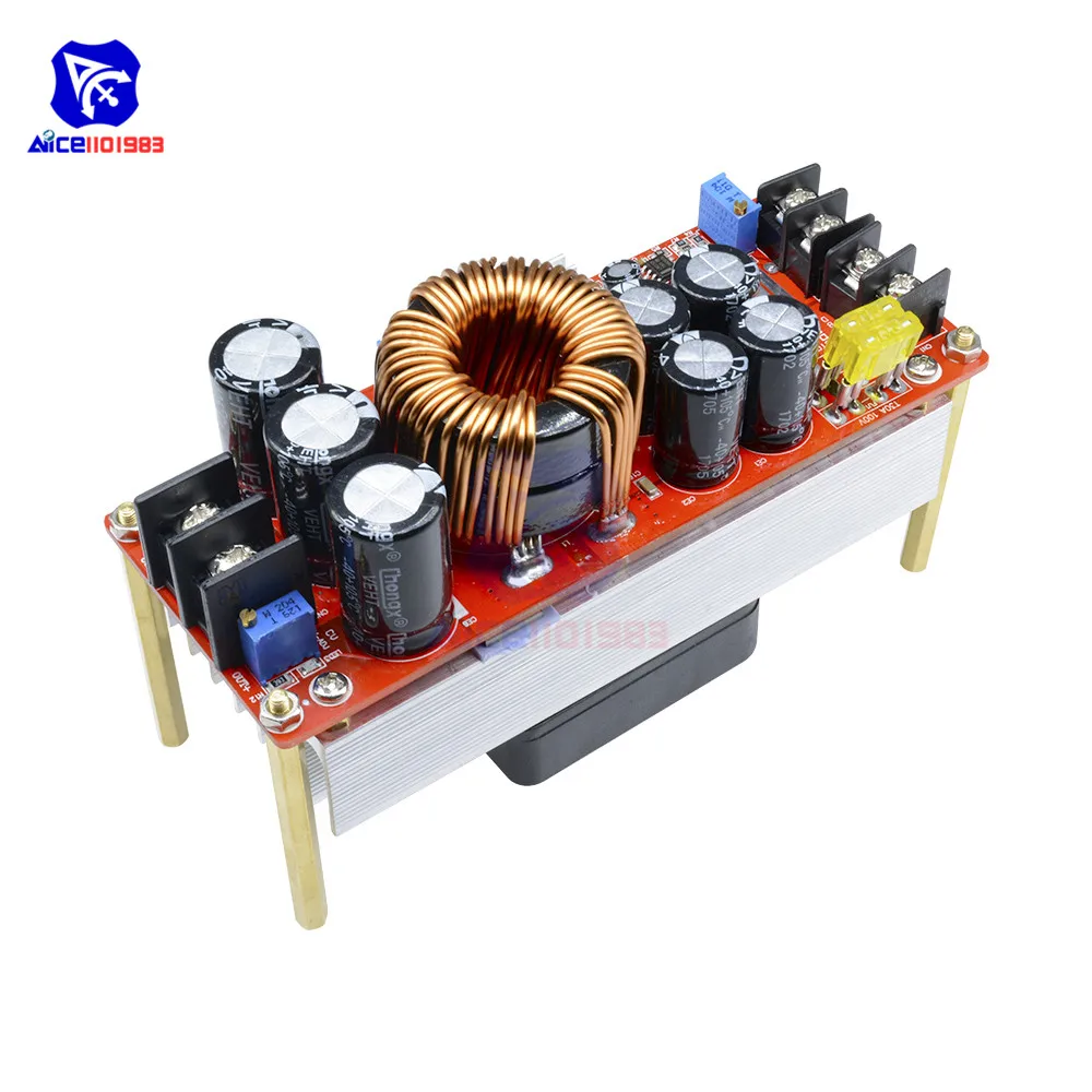 diymor DC 10-60V to 12-90V 1500W 30A DC-DC Step Up Boost Converter Power Supply Module with Heatsink Fan