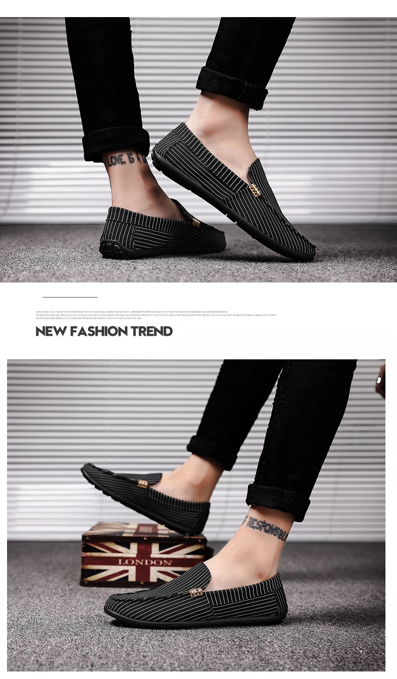 Brand Fashion Shoes Men Casual Fabric Trending Man Leisure Loafers High Top Breathable Male Slip On Boat Drive Canvas (8)