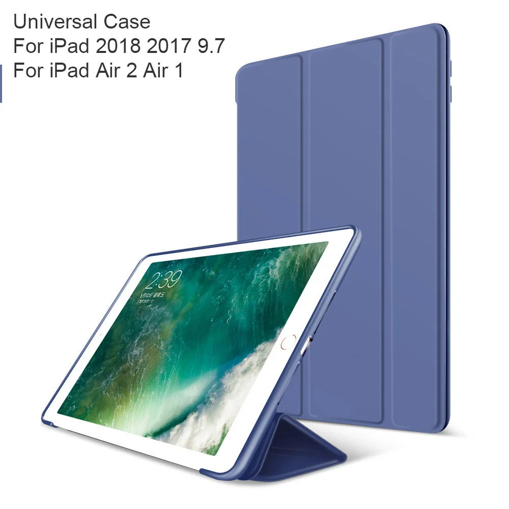 Умный чехол для iPad air 2 air 1 5th 6th generation 9,7 дюймов из искусственной кожи с функцией автоматического сна и пробуждения, мягкий силиконовый чехол для задней панели A1893 - Цвет: Blue