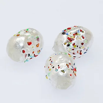 

10 Pcs 12x18mm Silver Foiled Lampwork Beads With Color Chips Handmade Silver Triangle Glass Spacers Beads For Diy Jewelry Making