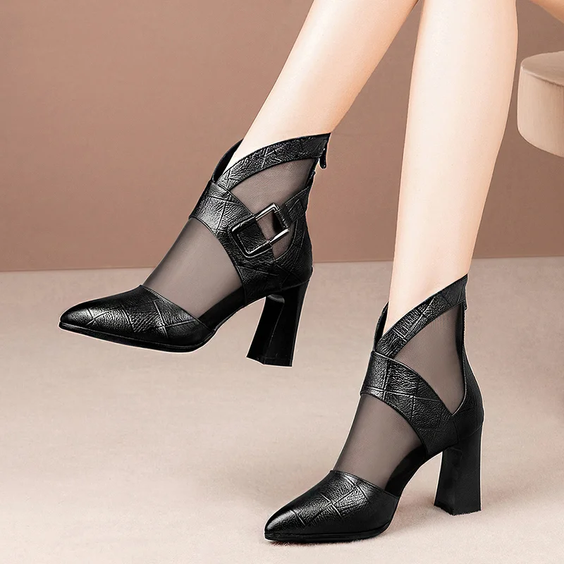 Women High Heeled Sandals Boots Pointed 