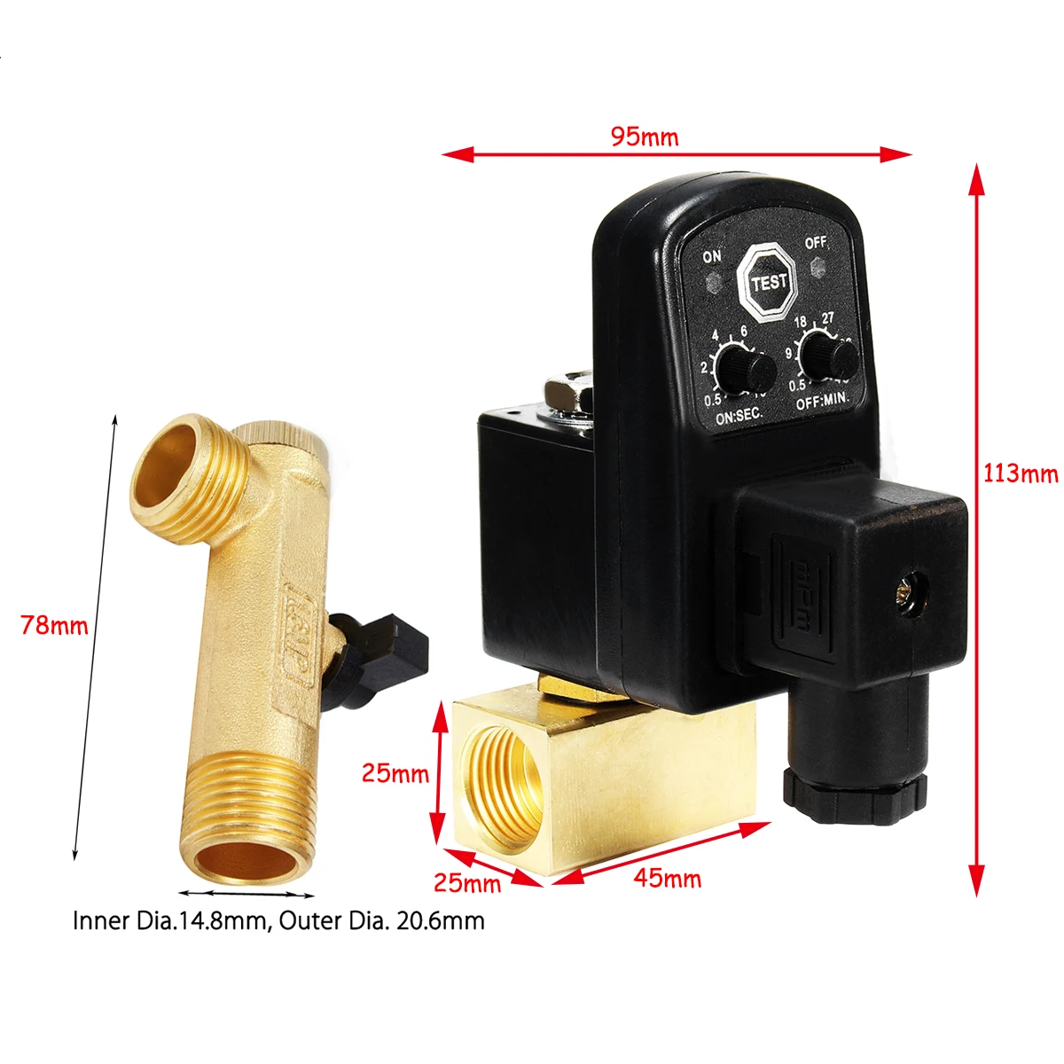 1pc 1/2" Drain Valve Electronic Timed Air Compressor Gas Tank Automatic