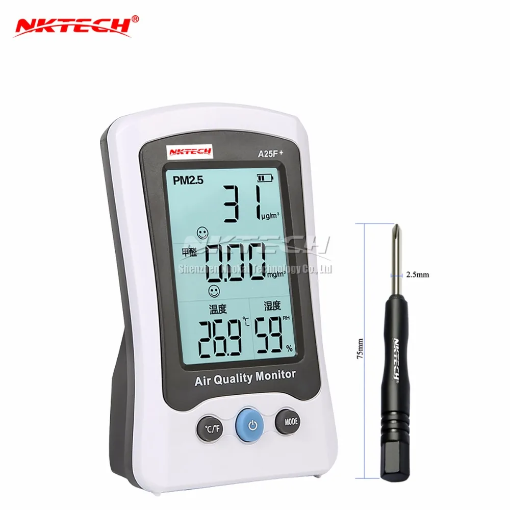 

NKTECH Air Quality Detector A25F+ Formaldehyde PM2.5 Monitor Meter Laser Temperature Humidity for Outdoor Indoor Environmental