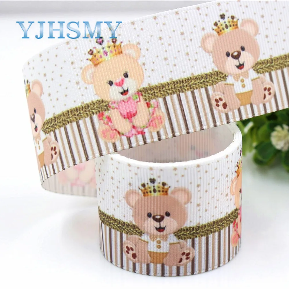 YJHSMY G-18927-1230 10 ярдов 38 мм ленты с мультяшным медведем термопереводная Печать grosgrain