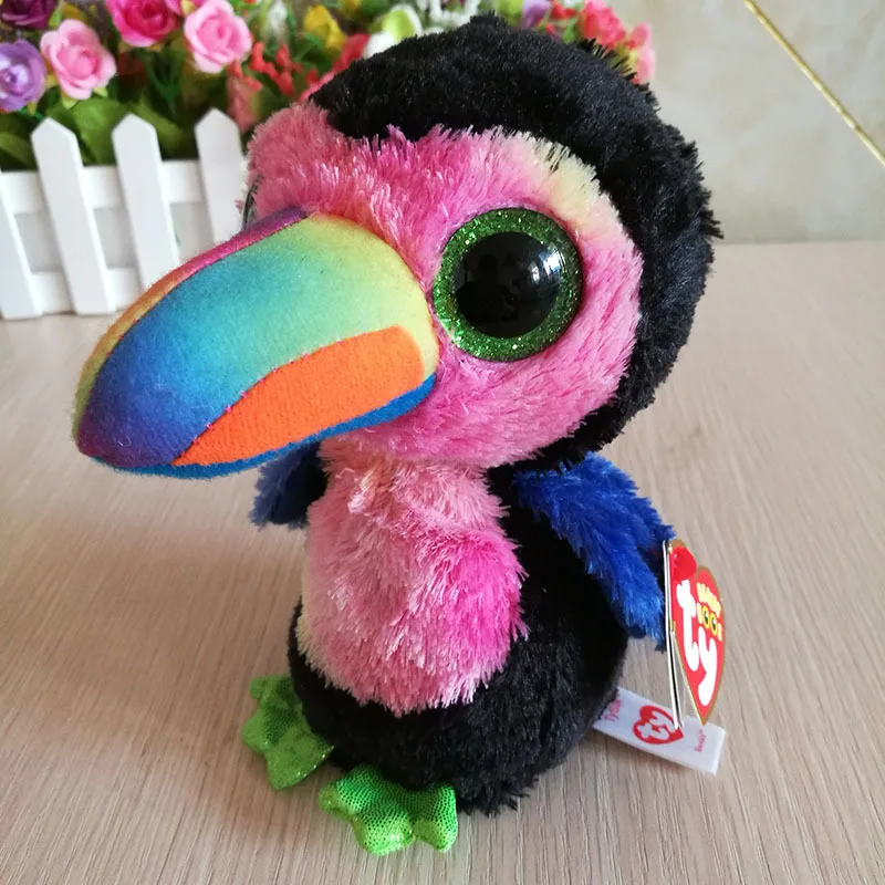 Ty Beanie Boo Plush Doll Toys for Girl Cute Animal toucan Ladybug 6