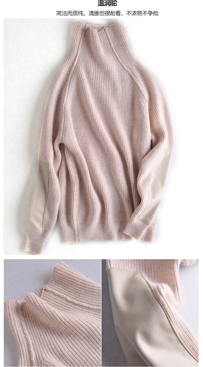 Стиль высокое качество осень-зима женский свитер и кашемирской шерсти пуловеры Теплые однотонные с высоким, плотно облегающим шею воротником; модная Виктория звезда