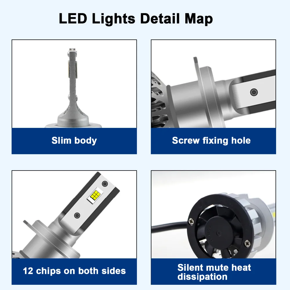 LEADTOPS 2 шт. мини H4 светодио дный фары 50 Вт фары автомобиля H11 H3 9005/HB3 9006/HB4 9012 автомобилей светодио дный: ightin заменить лампы 12000LM 12 В