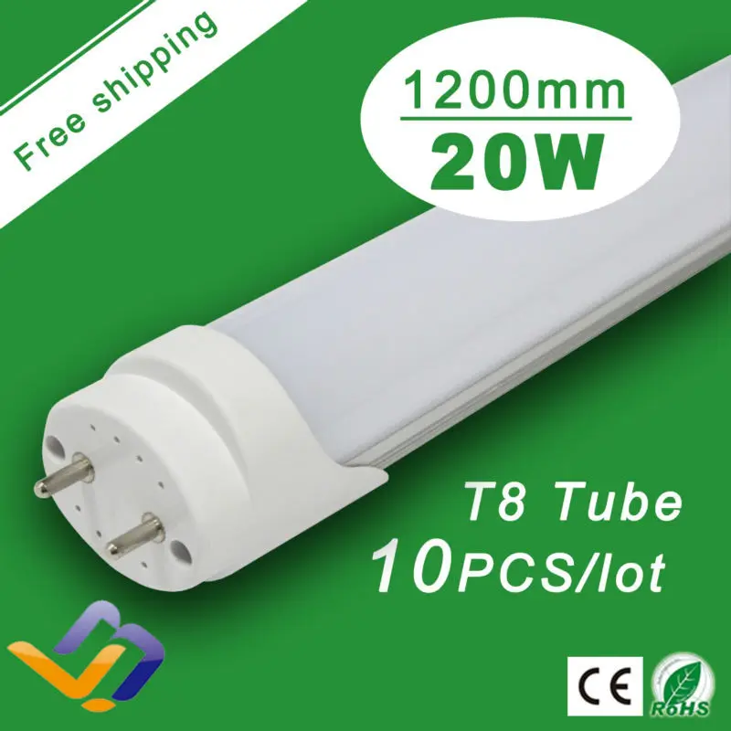 

Free Shipping 10pcs/lot   Factory Wholesale 20W T8 1200mm Warranty 3 Years 85-265V  CE RoHS Super Bright LED Tube Lights