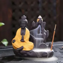 Керамическая курильница «Будда» фиолетовый; песок водопад ладан горелка Керамическая ладан держатель с 10 конусами Бесплатный подарок Cascada Zen домашний декор