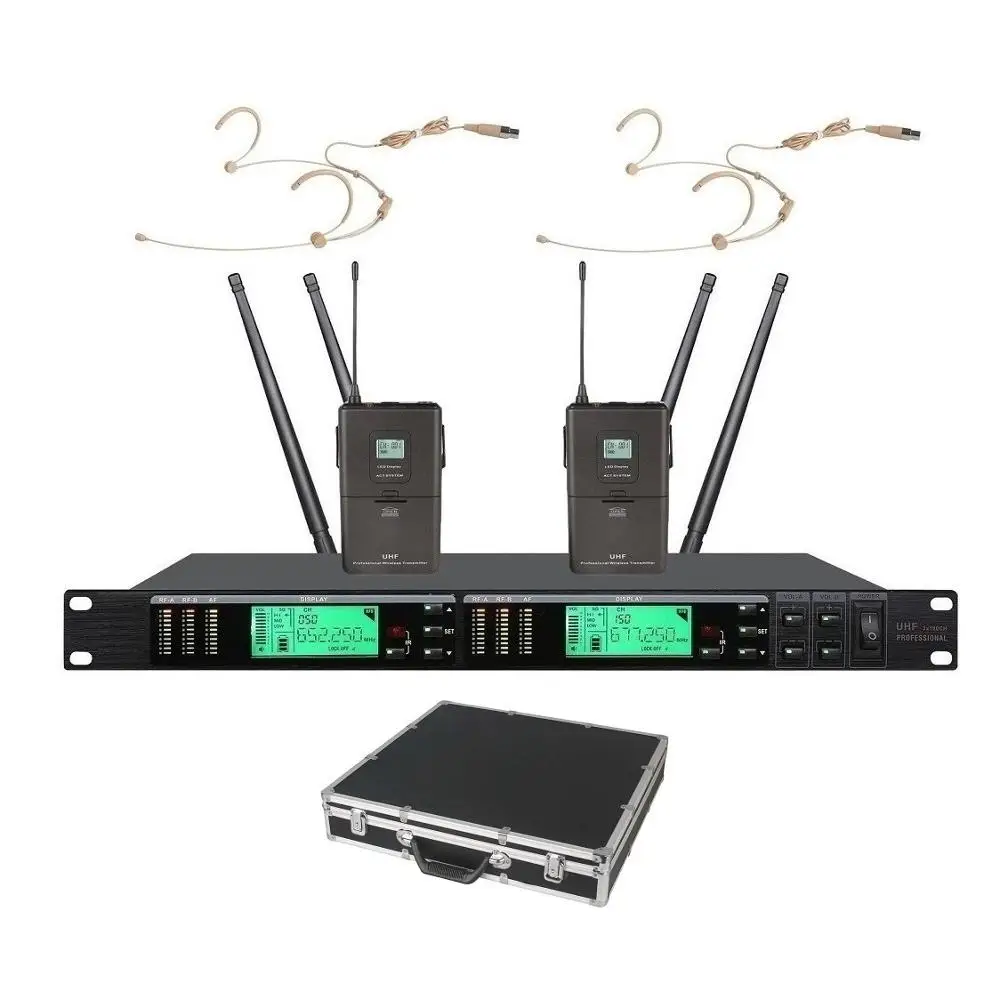 Beige Headset mic Bolymic караоке-микрофоны Беспроводной системы UHF PLL натуральная разнообразие вечерние этап микрофоны двойной Беспроводной микрофоны для школы KTV - Цвет: Beige Headset mic