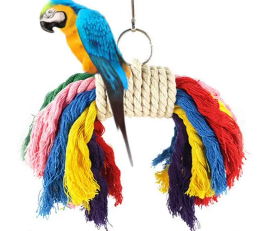 1pc Parrot Swing Bird Toy Parakeet Cockatiel Budgie Rope Harness Cage Toys Random Color Pets Playing Toys