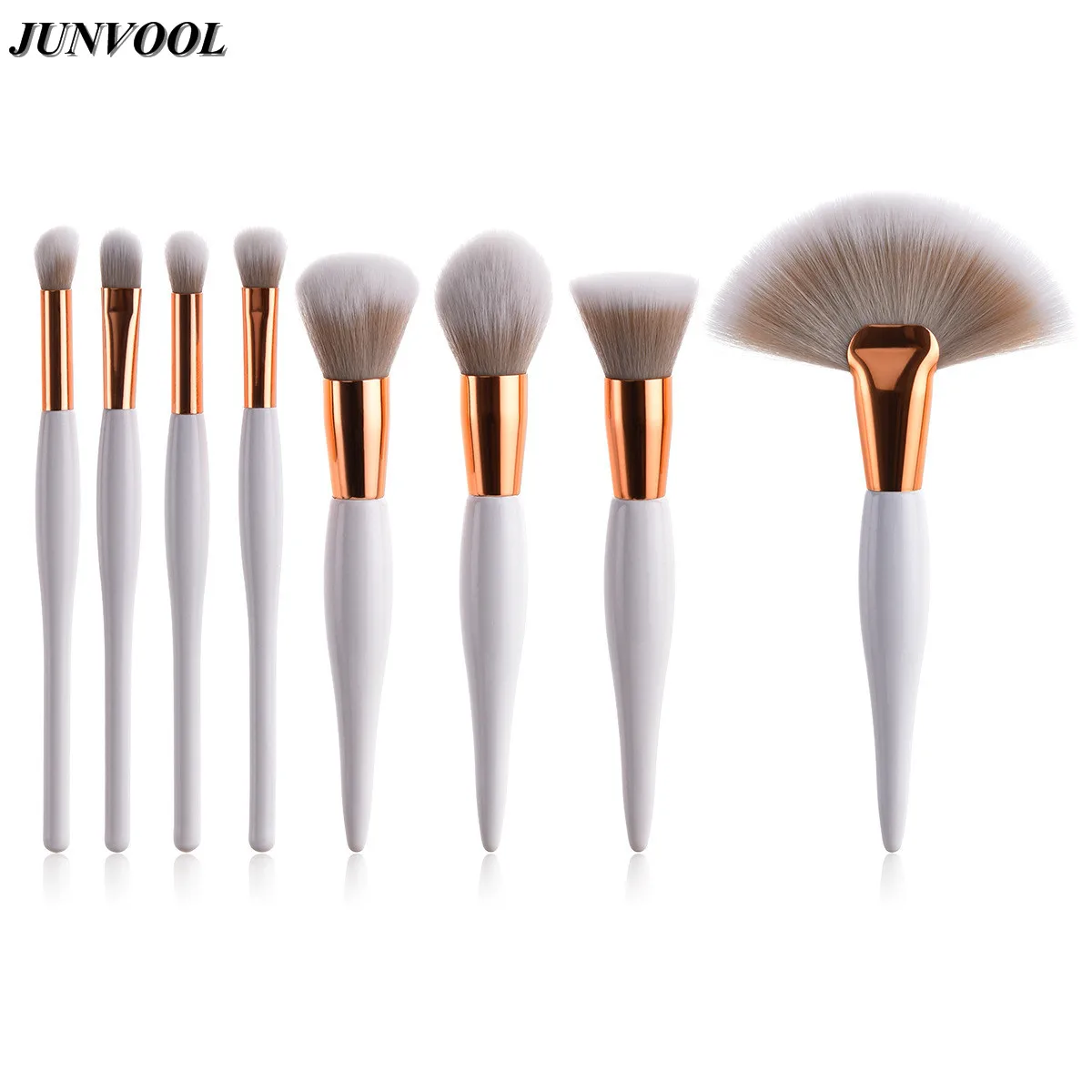 Buy 8Pcs White Wood Handle Makeup Brushes Set Base