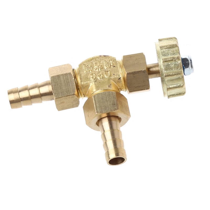 Elbow Brass Needle Valve 8mm Propane Butane Gas Adjuster Barbed Spigots