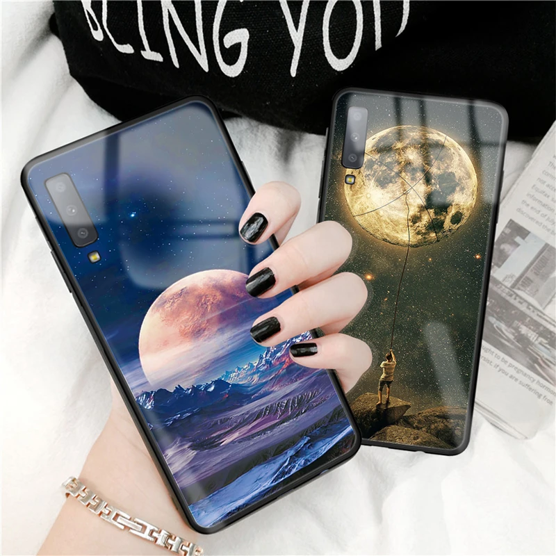 Роскошный чехол из закаленного стекла для Samsung Galaxy A7 2018 S8 S9 S10 телефона Note 8 9 J4 J6 Plus