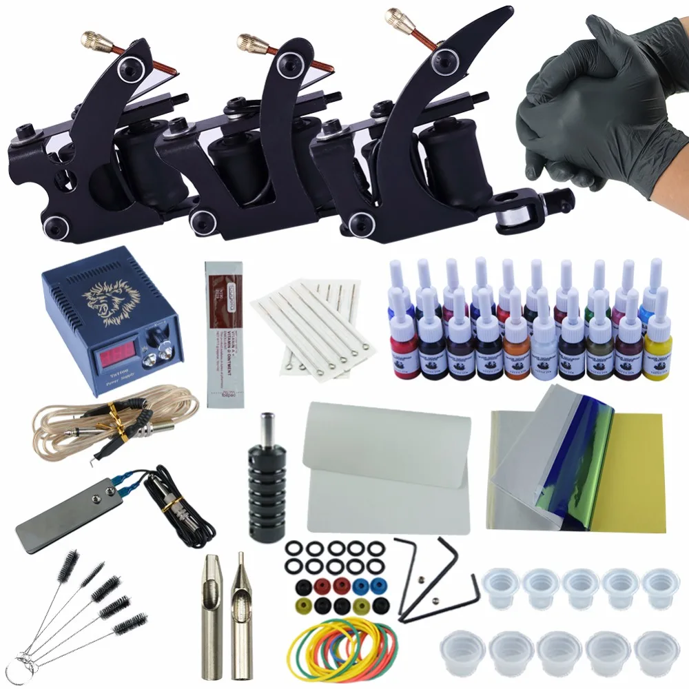 Buy Tattoo Set Complete Equipment Machine 3 Gun Tattoo