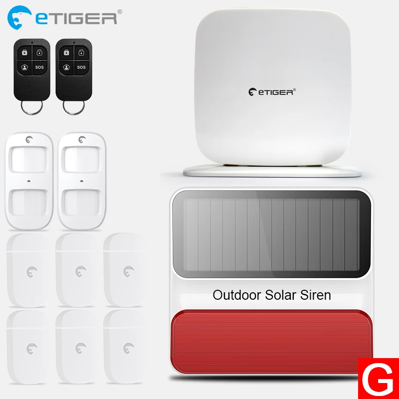 eTIGER SecualBox V2 IOS Android APP Remote Control Wireless 433mhz PIR Home Security Alarm System 2017 etiger intelligent android ios app remote control wireless home security pstn gsm alarm system kit large lcd screen