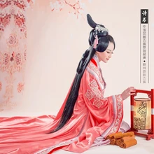 Традиционный династии Хань костюм Hanfu вышивка женский костюм похожие на TV играть легенда о banshu дизайн фотография костюм
