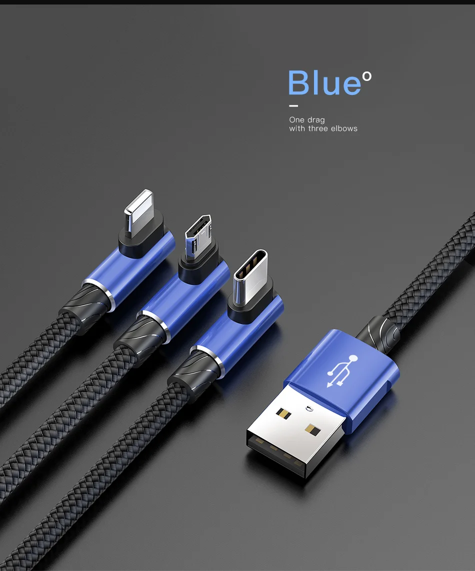 Baseus 90 градусов 3 в 1 USB кабель для iPhone XS Max XR X 8 7 6 6S Зарядный Шнур Micro USB кабель type-c usb type-C кабель