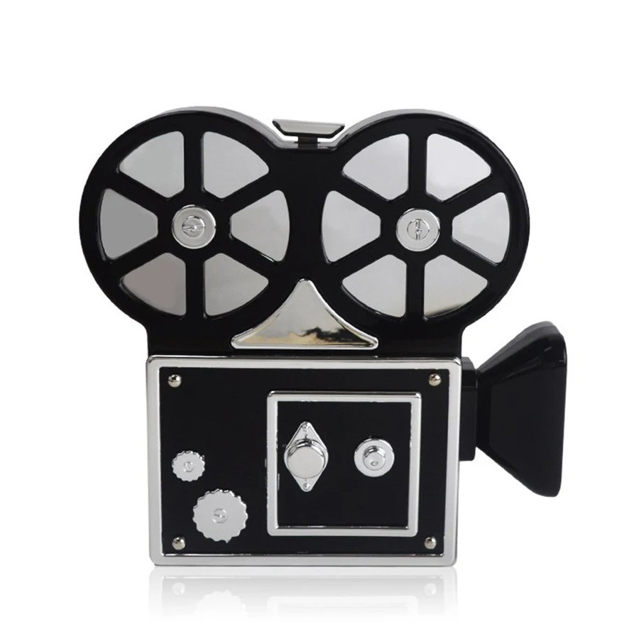 

Personality Funny Projector Modeling Plastic Shoulder Bag Ladies Handbag Fashion Black Chain Party Purse Clutch Bag Crossbody