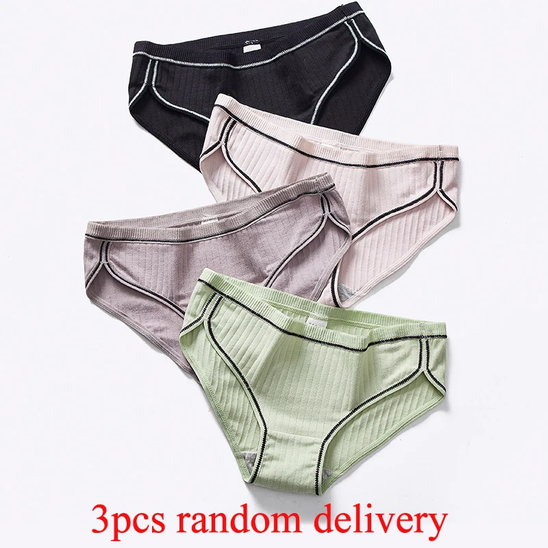 Cotton Panties For Women Seamless Briefs Underwear Sexy Underpants Solid Low-Waist Comfort Female Fashion Intimates XXL#D - Color: 3pcs random