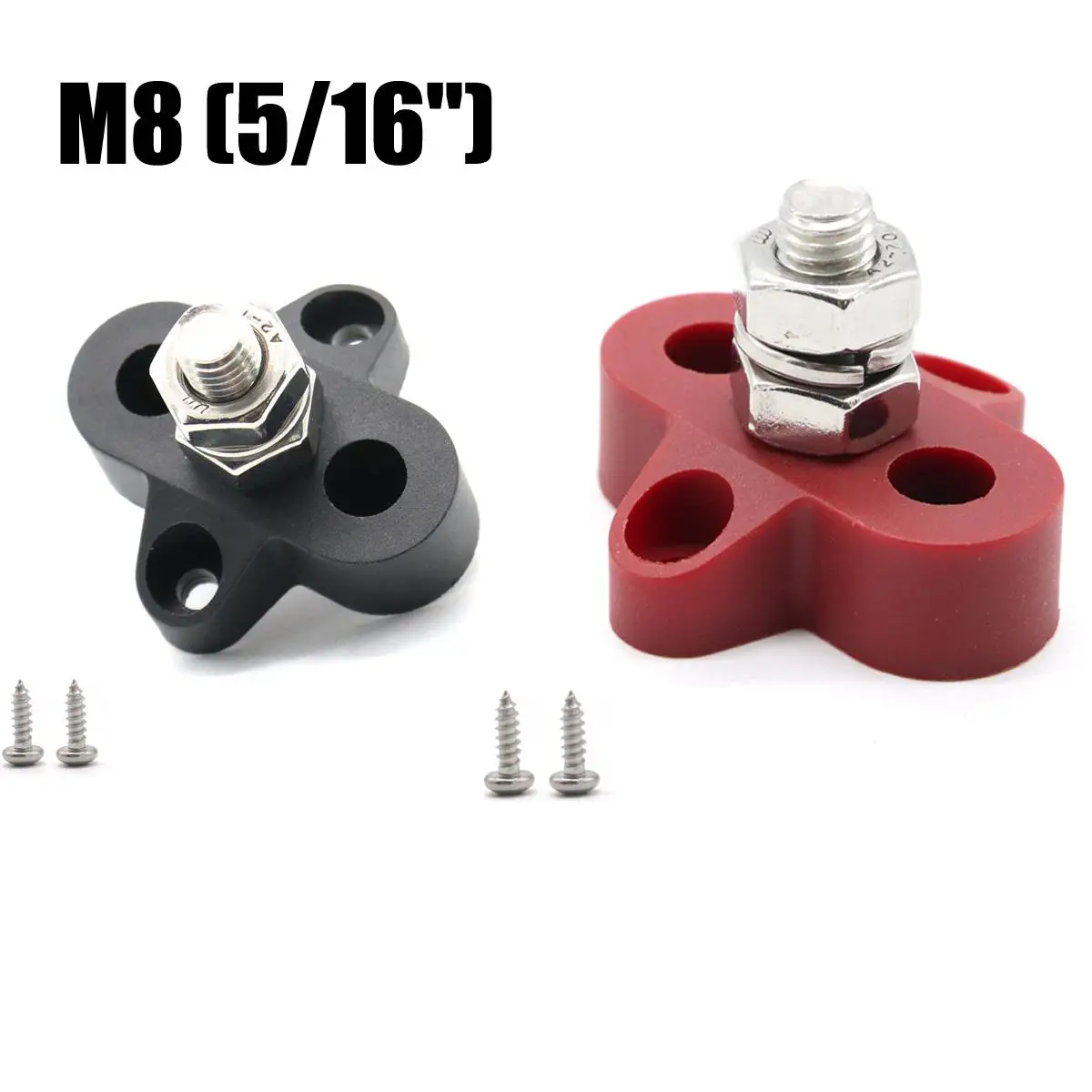 

M8 RV Yacht Bus Bar Terminal Junction Box Positive Power Distribution Studs 5/16 inch Terminal Blocks with bus bar & Screws