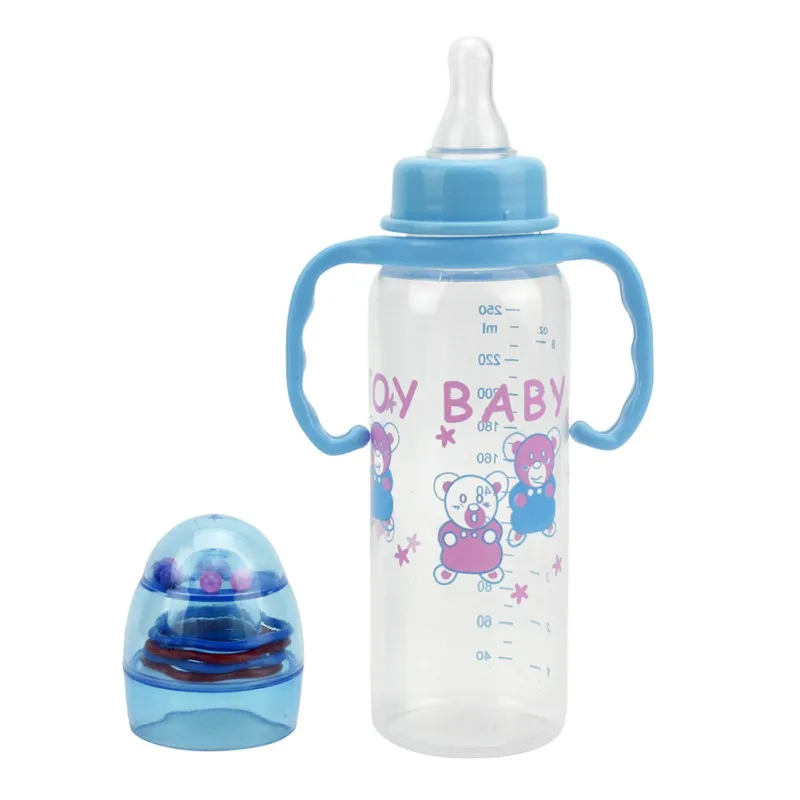 

Baby Handle Bottles Newborn Baby 250ml Milk Feeding Bottle Standard Neck With Accessories Infant Big Volumn