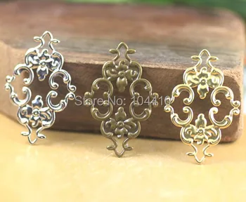

25*23mm Vintage Filigree Flower Charms Connectors Blanks Links Bu Yao Hair Sticks DIY Jewelry Accessories Findings Multi-color