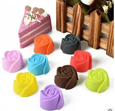 

50pcs sillicone rose flower cupcakes modeling shape cake mould fondant cake molds soap chocolate mould for the kitchen baking