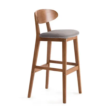Луи Мода Твердый Деревянный барный стул креативный Европейский стиль спинка стул простой стул в стиле ретро высокий стул - Цвет: Linen cushion