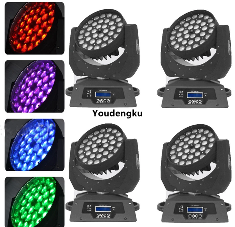4 шт. движущийся 36 светодиодов zoom wash rgbw светильник 36x10 Вт в 1 Led Rgbw Wash Zoom Beam moving Head |