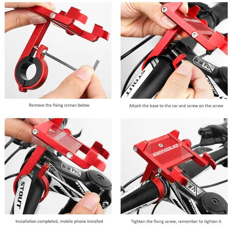  Fahrrad Handy Halterung Verdicken Legierung Motorrad Feste Navigation Einstellbar Smartphone GPS Ha