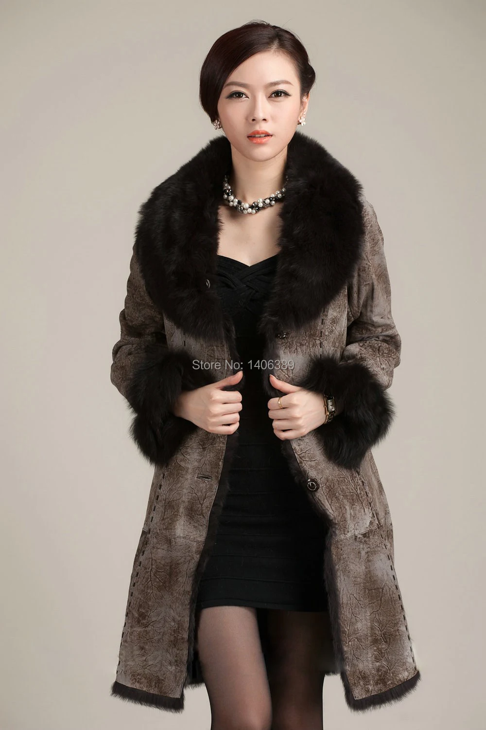 DL6080 Top Quality Real Rabbit Fur Coats Genuine Leather Jacket Women ...