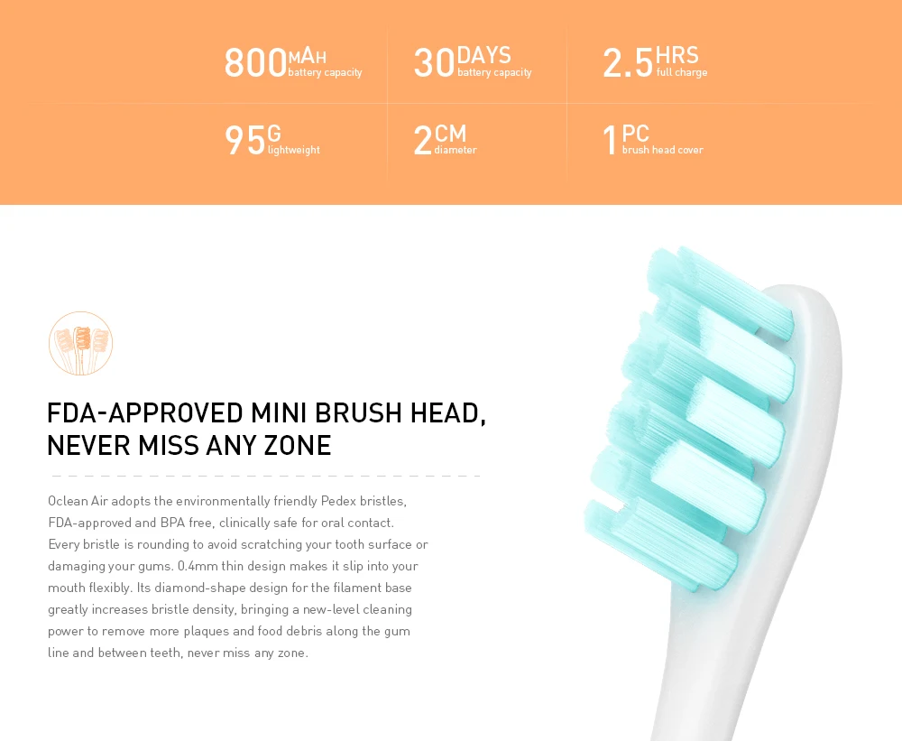 Xiaomi Mijia Oclean X Smart Sonic Electric Toothbrush Color Touch Screen / Whitening / Gum Care Two brush heads for free