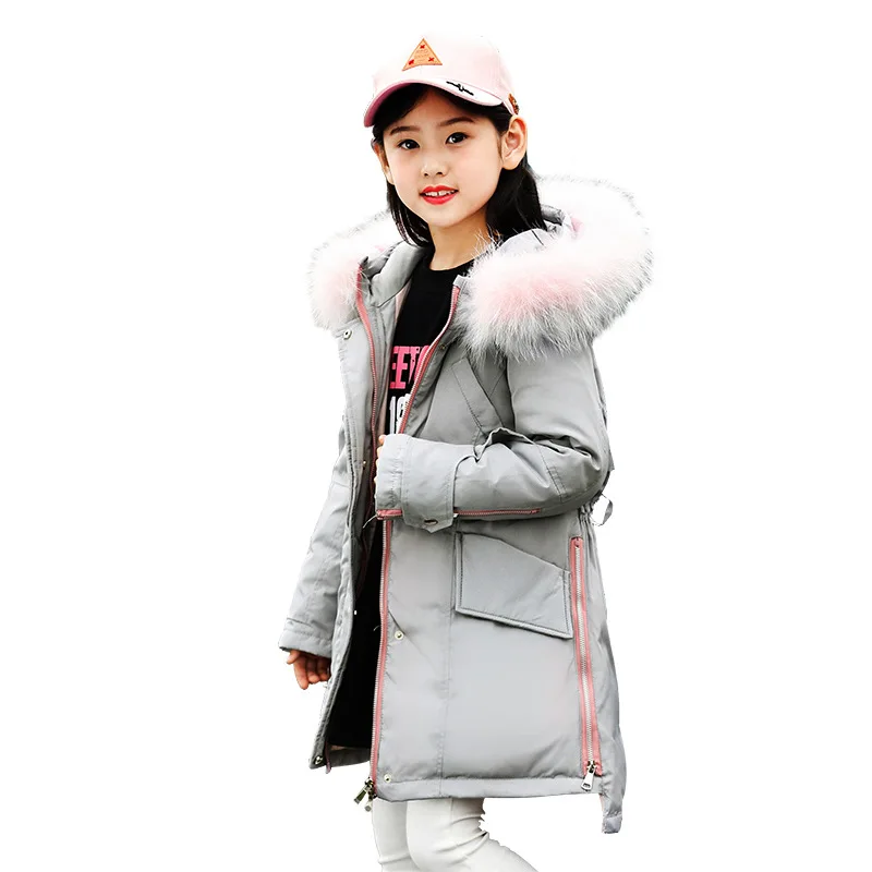 Children Down Jacket 2018 New Girls Winter Coat Kids Long Thick Outwear Coat White Duck Down Fur Collar Solid Color Jacket 5-14Y цена Children Down Jacket 2018 New Girls Winter Coat Kids Long Thick Outwear Coat White Duck Down Fur Collar Solid Color Jacket 5-14Y цены онлайн