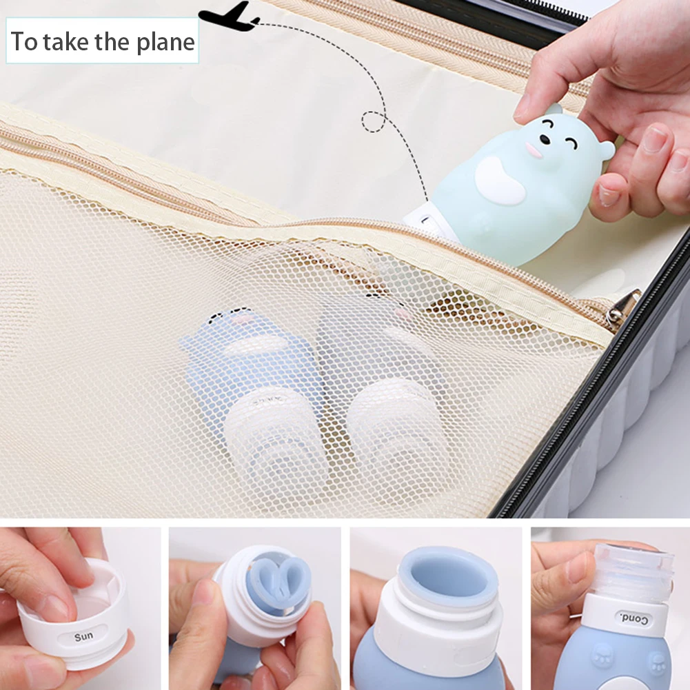 

HOT Cute Bottle 90ml Silicone Squeeze Bottle Cosmetic Container Portable Travel Empty Shampoo Pot New