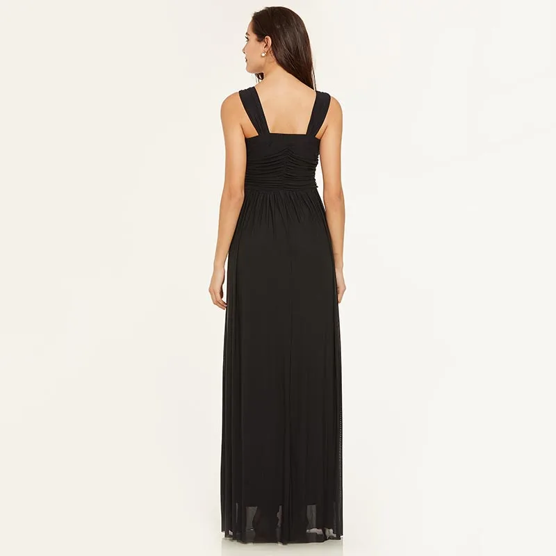 Tanpell вечернее платье с v-образным вырезом и открытой спиной, дешевое черное платье трапециевидной формы длиной до пола, женское платье для выпускного вечера с кристаллами, длинное вечернее платье
