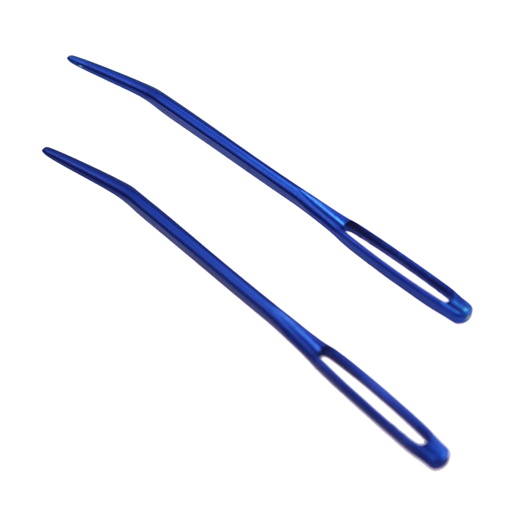 2pcs Aluminium Bent Tip Knitting Tapestry Needles Kit Metal Large-eye Needles for Sweater Weaving Yarn Needlework Craft Tools