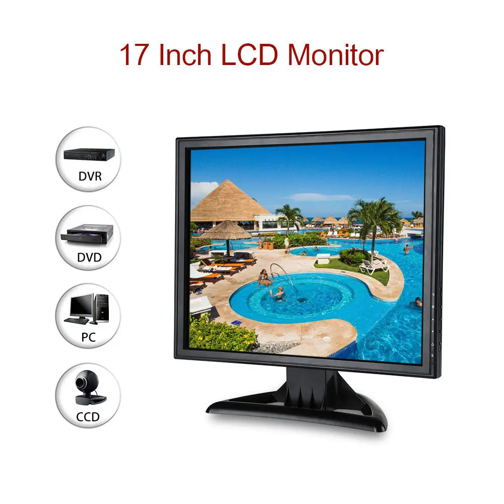 

EYOYO 17Inch 1280*1024 LCD Monitor 300cd/m2 VGA AV HD BNC Video Audio Dual Speakers For Laptop CCD CCTV DVR DVD Camera Black