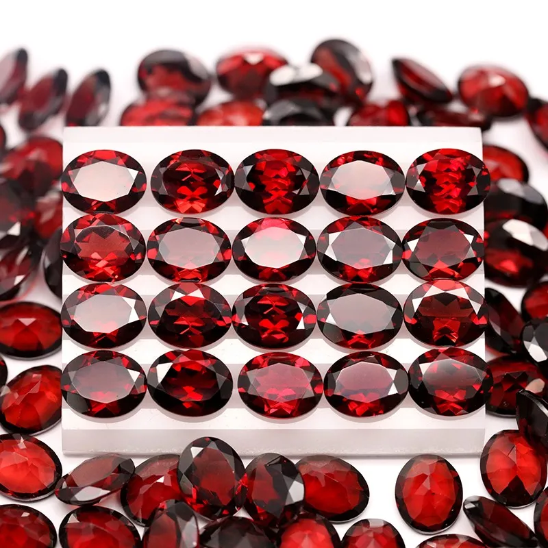 Gemstone Natural Red Garnet Oval Shape 8X10mm 10Pcs Used Jewelry Designed DIY Ring Bracelet Earring