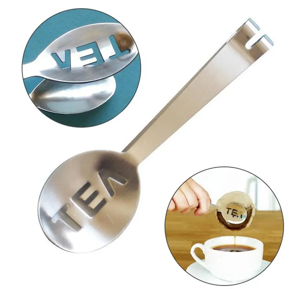 Portable Tea Bag Clip Squeezer Holder Food Tong Stainless Steel Kitchen
