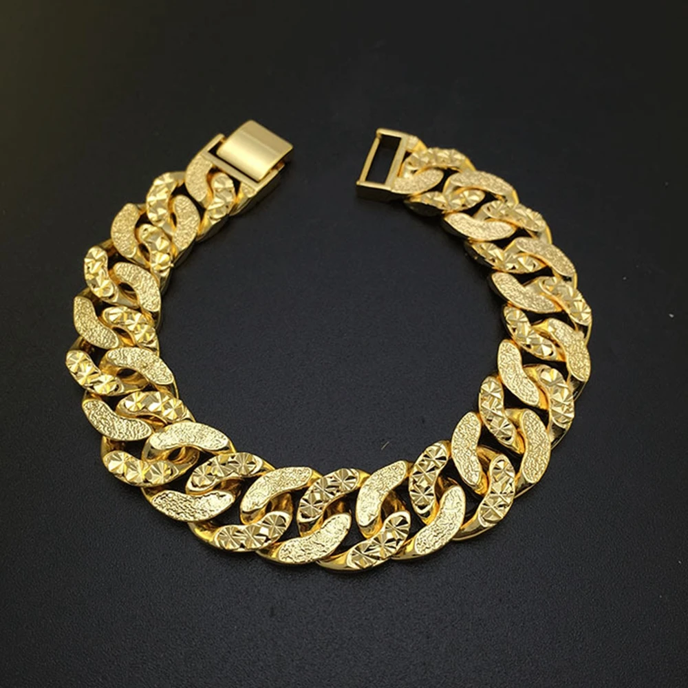 Мужские украшения желтое золото заполненные звеньями цепочка прочные браслеты 8