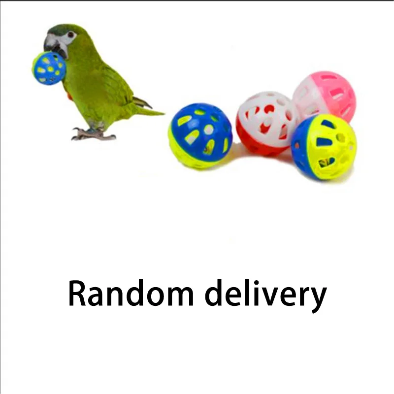 

Portable Double Color Hollowed-Out Pet Parrot Bird Biting Toy with Bell 3pcs