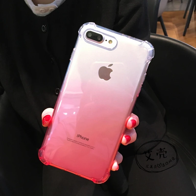 

ShockProof Gasbag Soft Clear Case for iphone XS MAX XR X 7 8 6 6S Plus 5 5s SE Gradient Color Full Body Protective Shell Cover