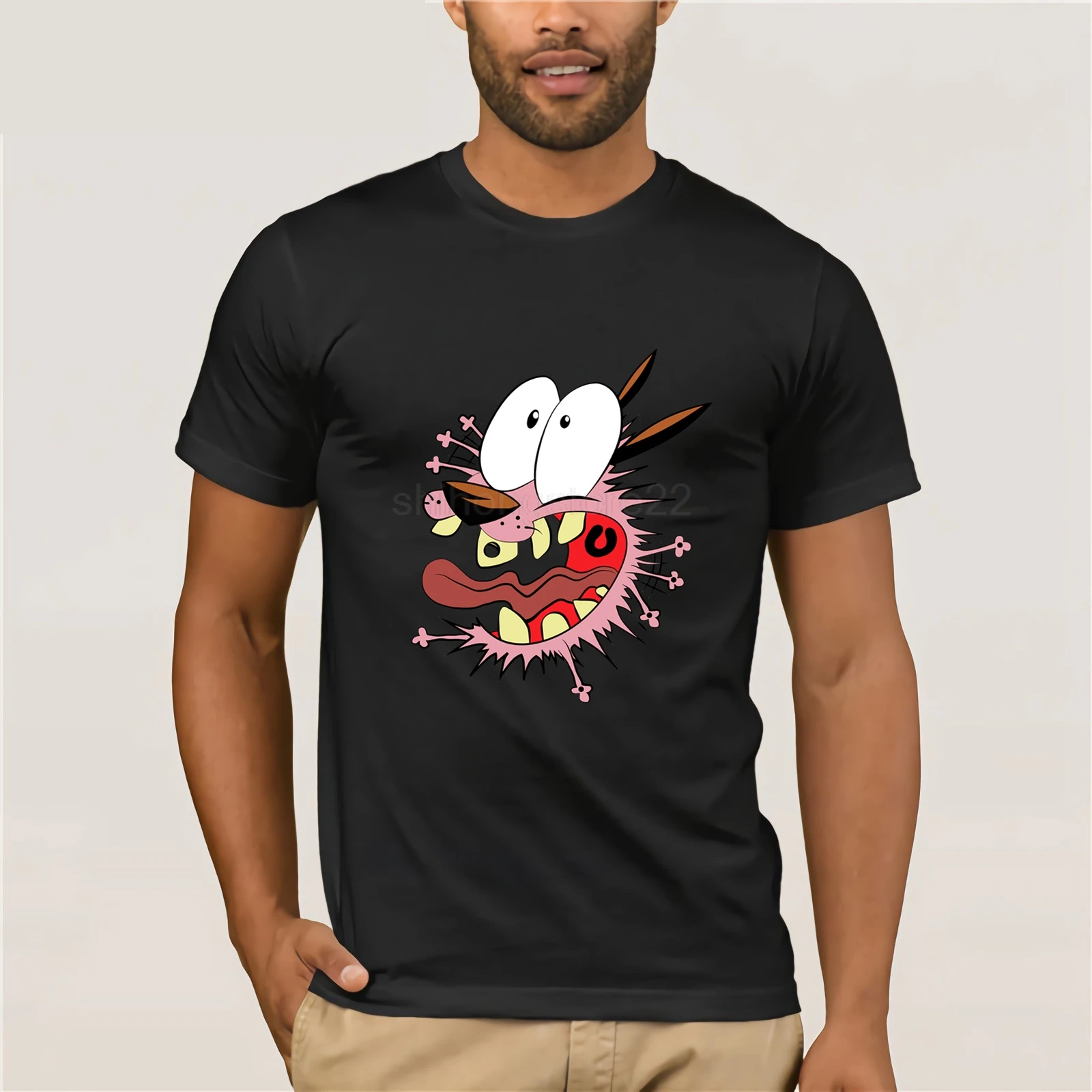 

Courage The Cowardly Dog Mens T Shirt Courage Scary Shadow Circle Image