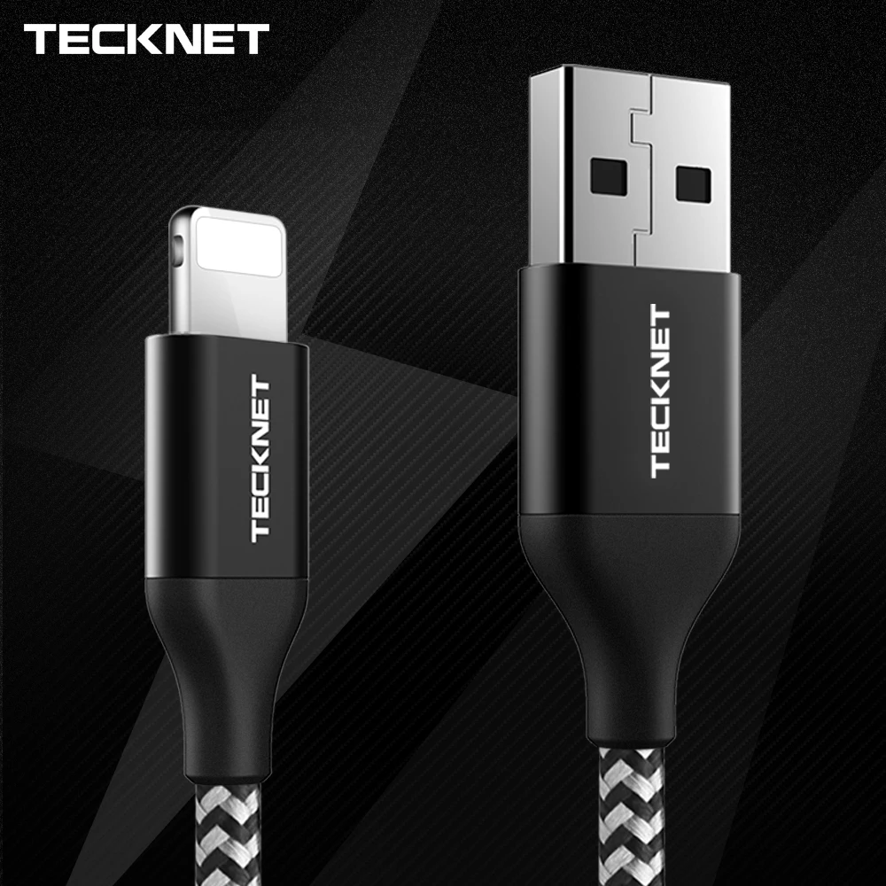 Tecknet 5V2. 4A كابل يو اس بي ل فون X 8 7 6 زائد 6 S 5 S 5C SE كابلات سريع كابل شحن ونقل بيانات تزامني الهاتف المحمول محول شاحن