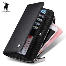 Begrenzte!!! WILLIAMPOLO 2017 Echtem Leder Business Stil Reißverschluss & Haspe Desinger Wallet Geldbörsen Handtasche Mann POLO131
