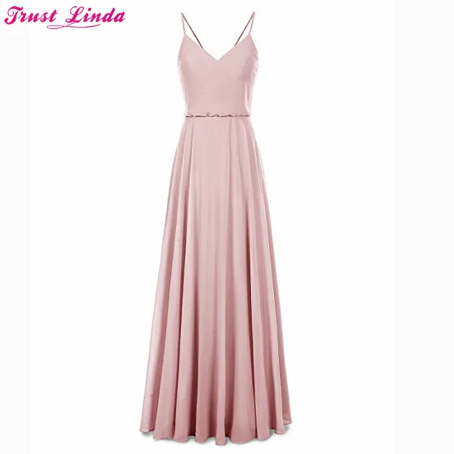 Best Offers Charming Long Bridesmaid Dresses Cheap 2018 Spaghetti Chiffon Wedding Guest Dress Simple A-line Bridal Party Gowns Prom Wear