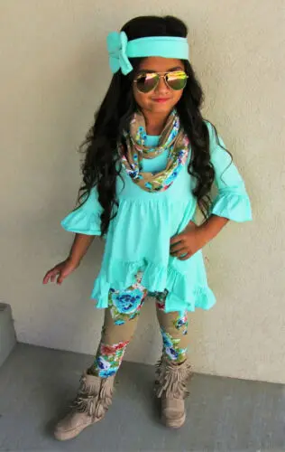 Toddler Kids Baby Girl Top Dress Floral Printed Pants Legging Outfit Clothes kids clothing set girls clothing set