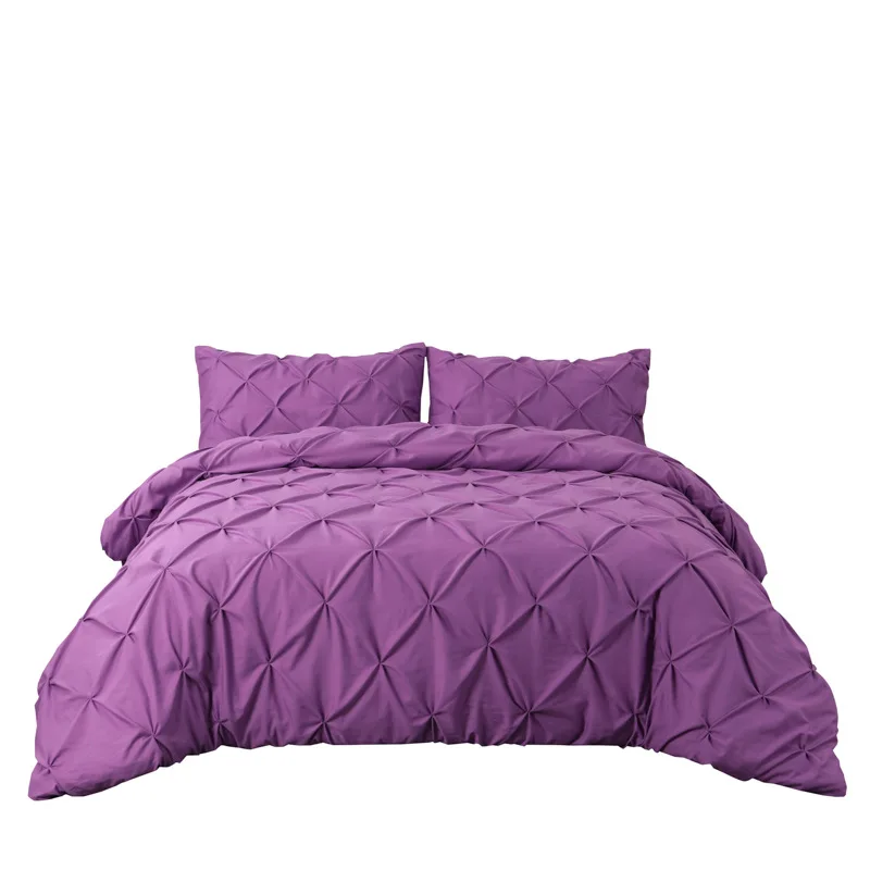 purple Синий пододеяльник набор зажим для складок 2/3 шт одиночный/queen/King Размер Кровать Одежда роскошные наборы постельных принадлежностей домашнего использования отеля наволочки - Цвет: purple