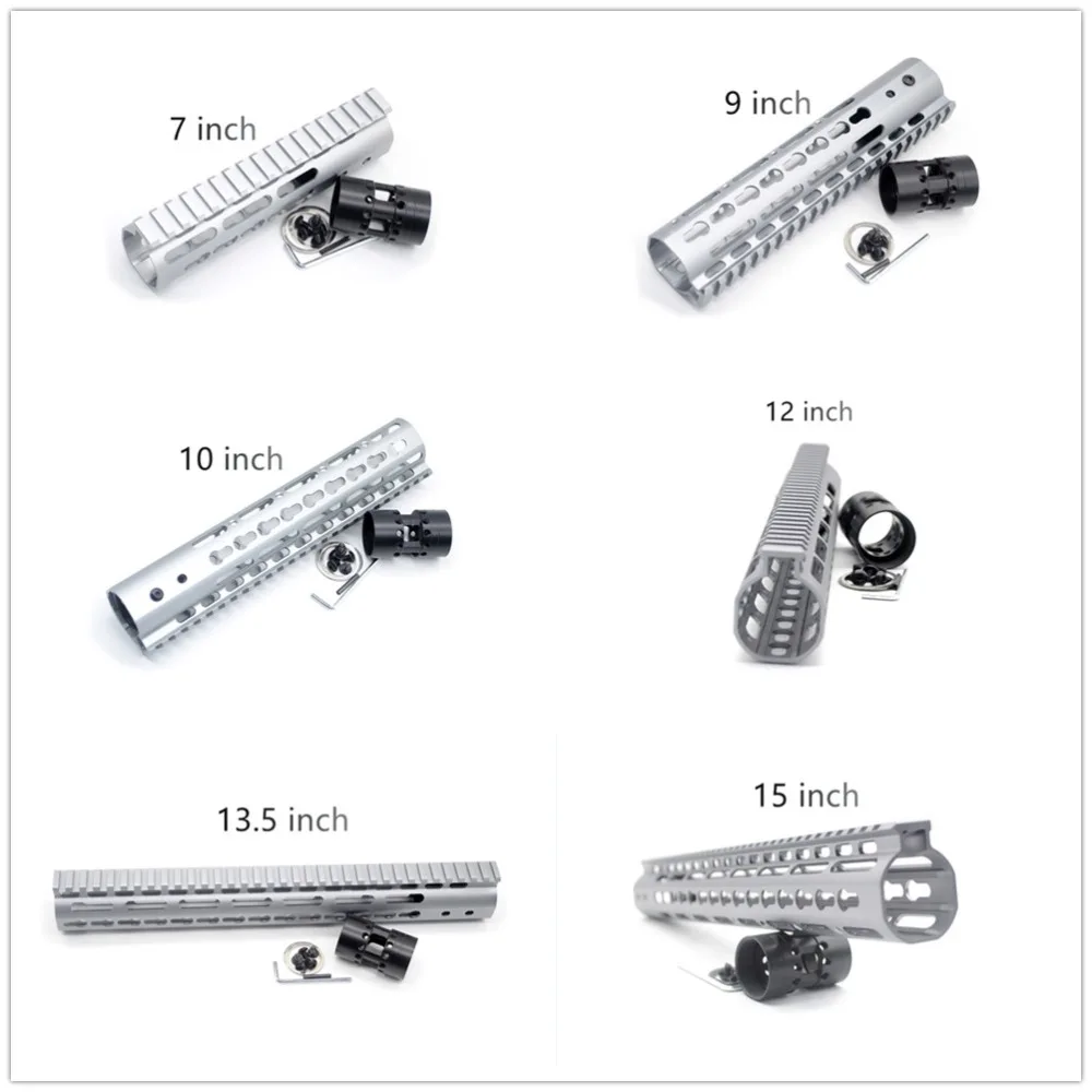 

Grey Gray 7'' 9'' 10'' 12'' 13.5'' 15'' Inch Length Free Float Keymod Handguard Rail Mount System AR15
